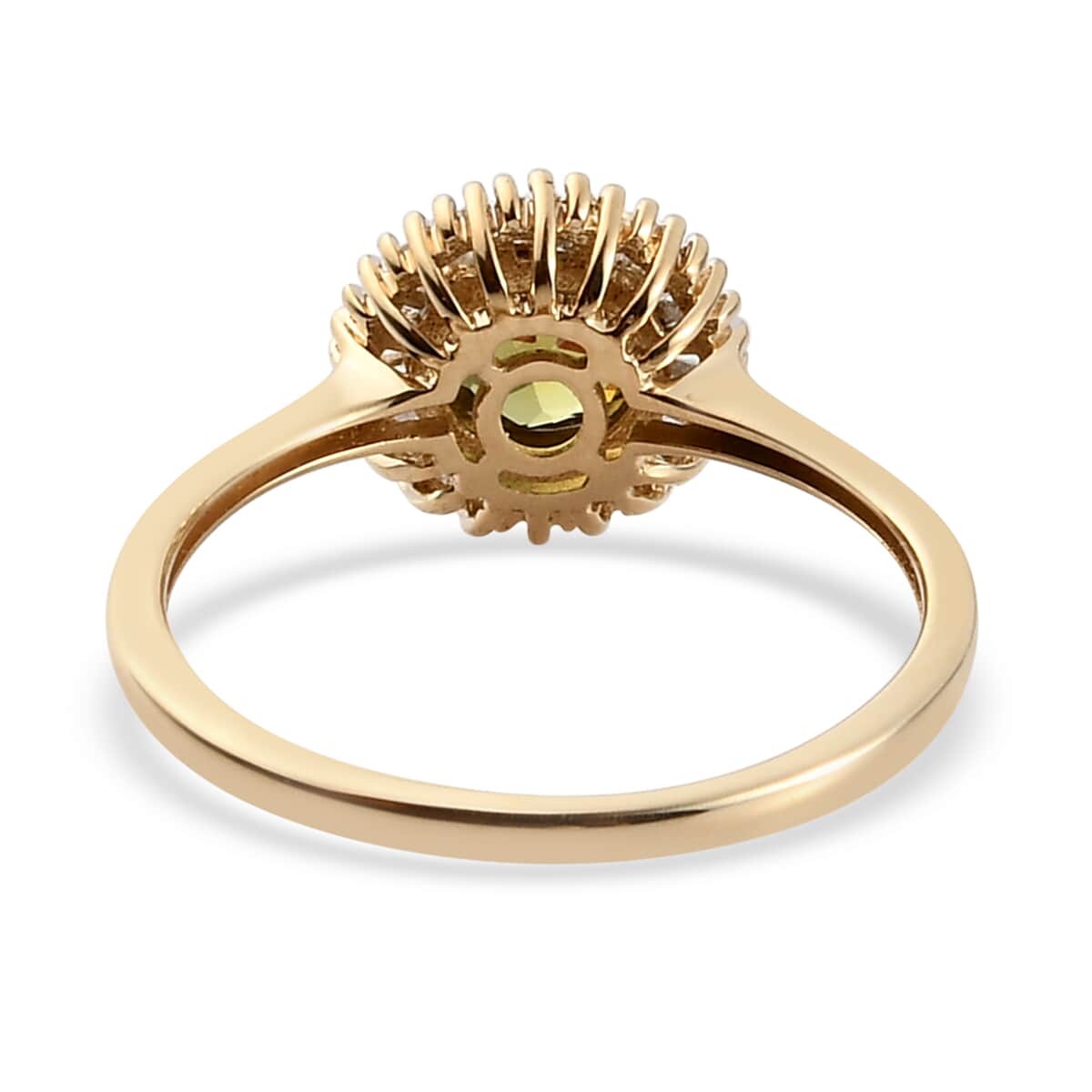 LUXORO 10K Yellow Gold Natural Ambanja Demantoid Garnet and Diamond Halo Ring (Size 7.0) 1.10 ctw image number 4