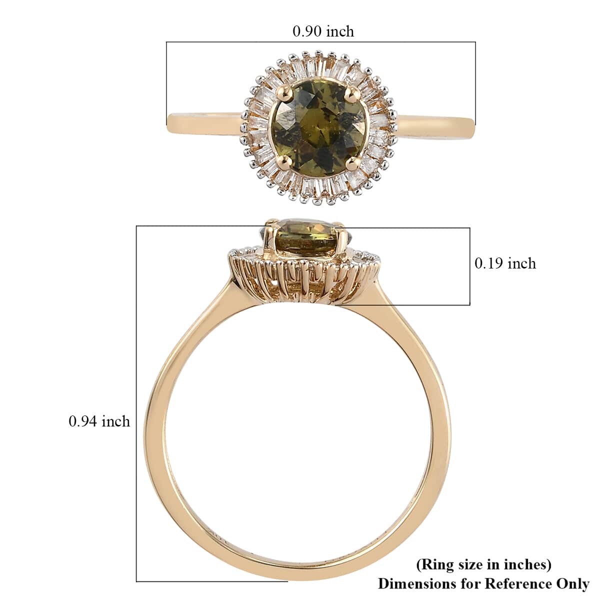 LUXORO 10K Yellow Gold Natural Ambanja Demantoid Garnet and Diamond Halo Ring (Size 7.0) 1.10 ctw image number 5