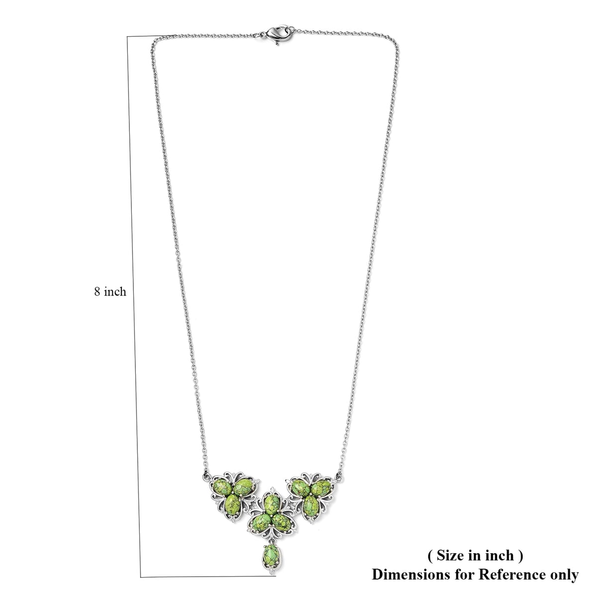 Green Howlite Floral Necklace 18 Inches in Platinum Over Bronze and Stainless Steel 8.25 ctw image number 5