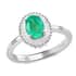 RHAPSODY 950 Platinum Ethiopian Emerald and Diamond E-F VS Halo Ring 4.50 Grams 0.90 ctw image number 0