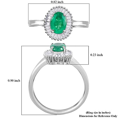 Rhapsody 950 Platinum AAAA Ethiopian Emerald and E-F VS Diamond Halo Ring (Size 10.0) 4 Grams 0.90 ctw