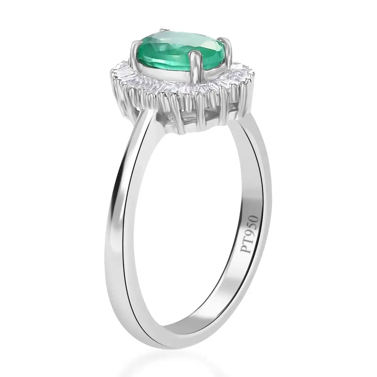 Rhapsody 950 Platinum AAAA Ethiopian Emerald and E-F VS Diamond Halo Ring (Size 6.0) 4 Grams 0.90 ctw image number 3