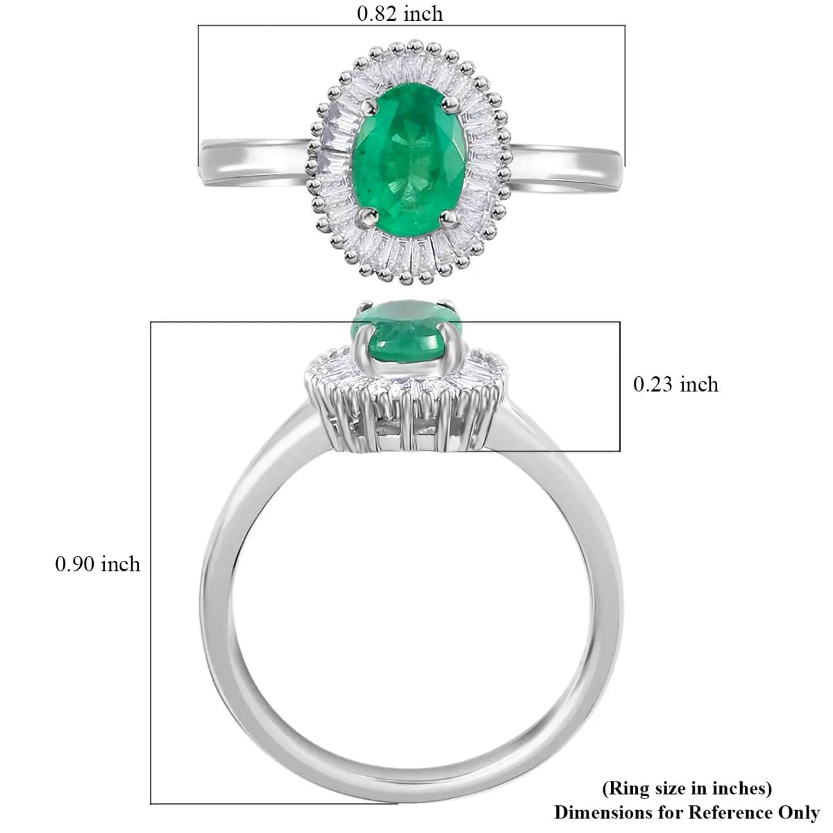 Rhapsody 950 Platinum AAAA Ethiopian Emerald and E-F VS Diamond Halo Ring (Size 6.0) 4 Grams 0.90 ctw image number 5
