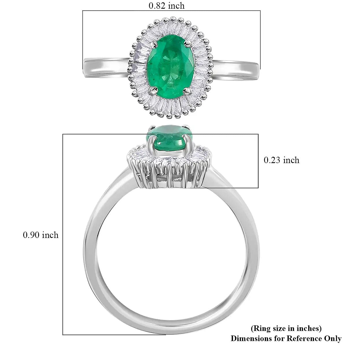Rhapsody 950 Platinum AAAA Ethiopian Emerald and E-F VS Diamond Halo Ring (Size 7.0) 4 Grams 0.90 ctw image number 5