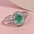 Rhapsody 950 Platinum AAAA Ethiopian Emerald and E-F VS Diamond Halo Ring (Size 8.0) 4 Grams 0.90 ctw image number 1