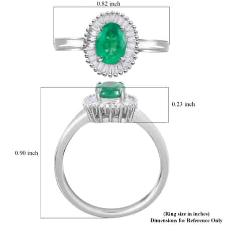 Rhapsody 950 Platinum AAAA Ethiopian Emerald and E-F VS Diamond Halo Ring (Size 8.0) 4 Grams 0.90 ctw image number 5