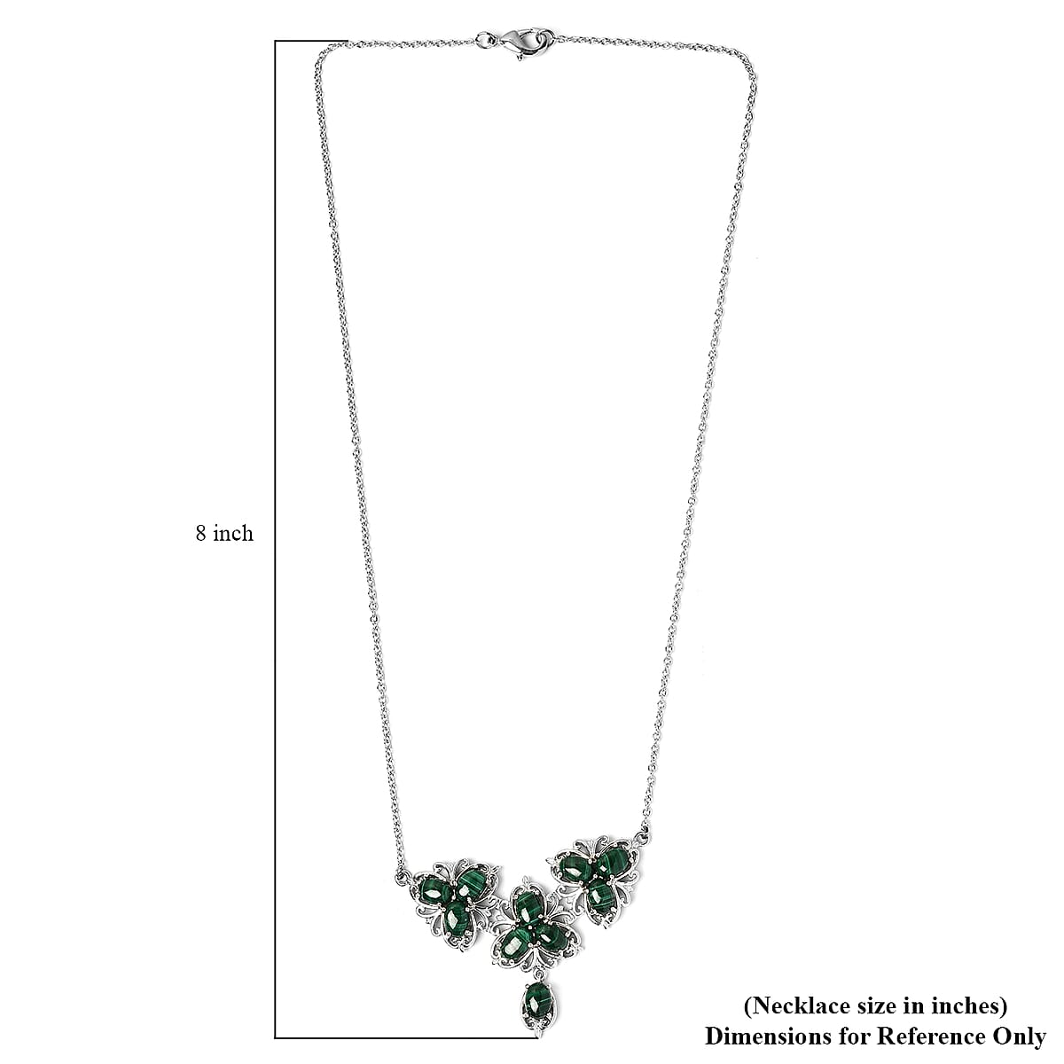 African Malachite Floral Necklace 18 Inches in Platinum Over Bronze and Stainless Steel 11.35 ctw image number 5