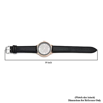 Strada Japanese Movement Watch in Black Faux Leather Strap