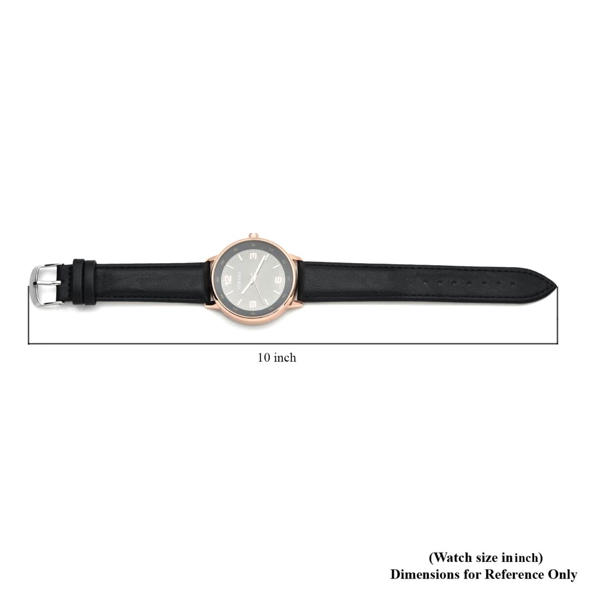 STRADA Japanese Movement Watch in Black Faux Leather Strap image number 6