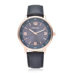 Strada Japanese Movement Watch in Blue Faux Leather Strap