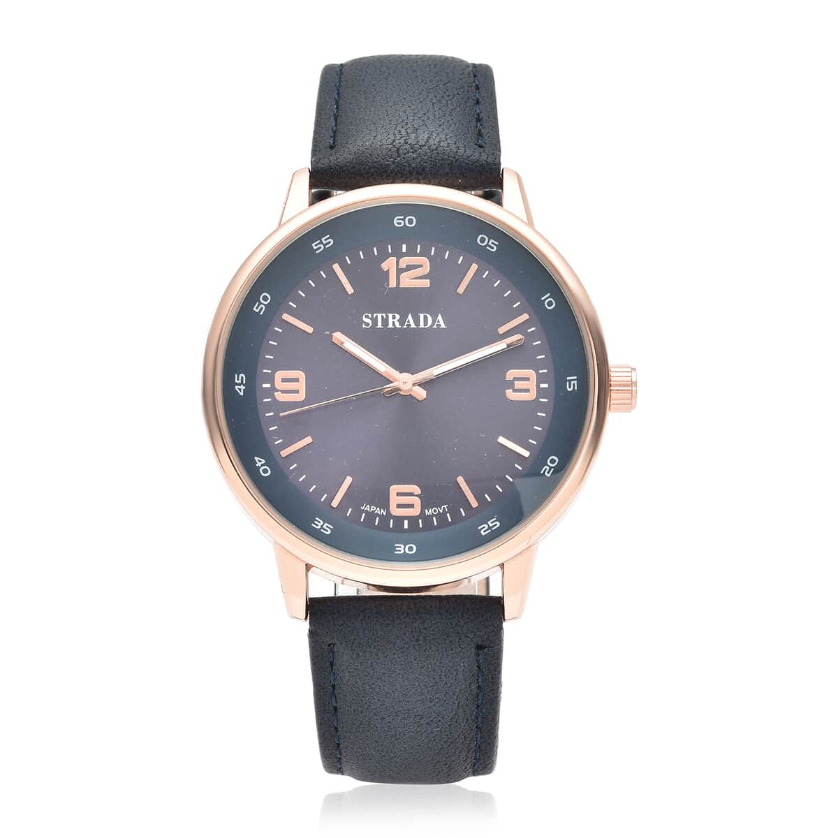 Strada Japanese Movement Watch in Blue Faux Leather Strap image number 0