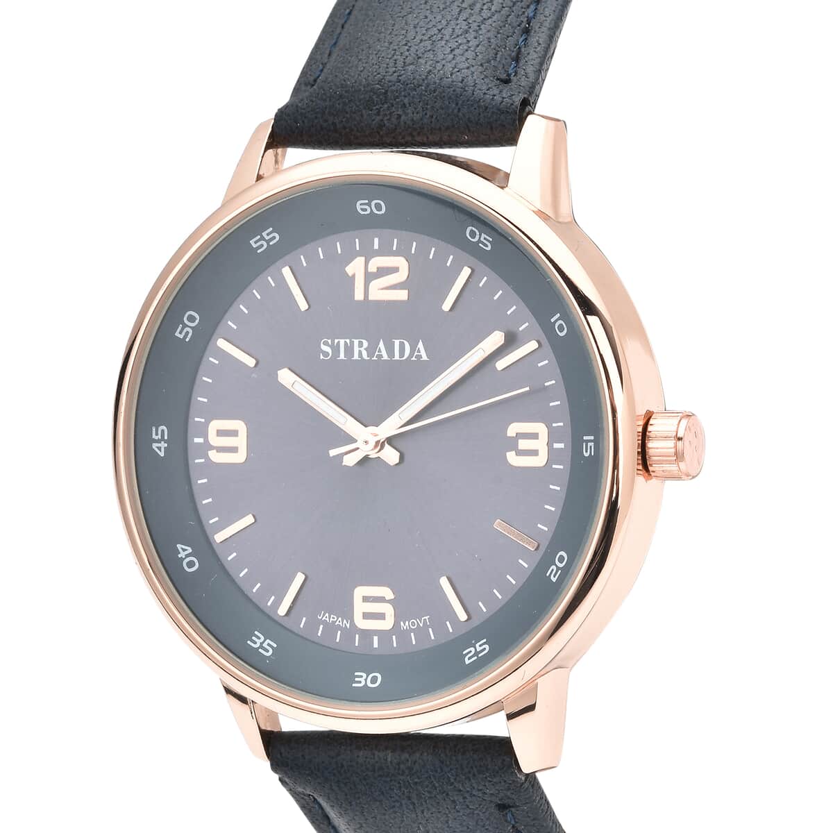 Strada Japanese Movement Watch in Blue Faux Leather Strap image number 3