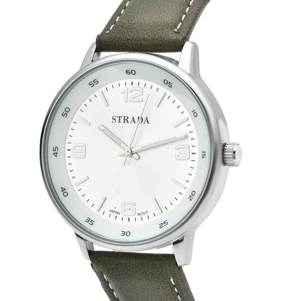 Strada Japanese Movement Watch in Green Faux Leather Strap image number 3