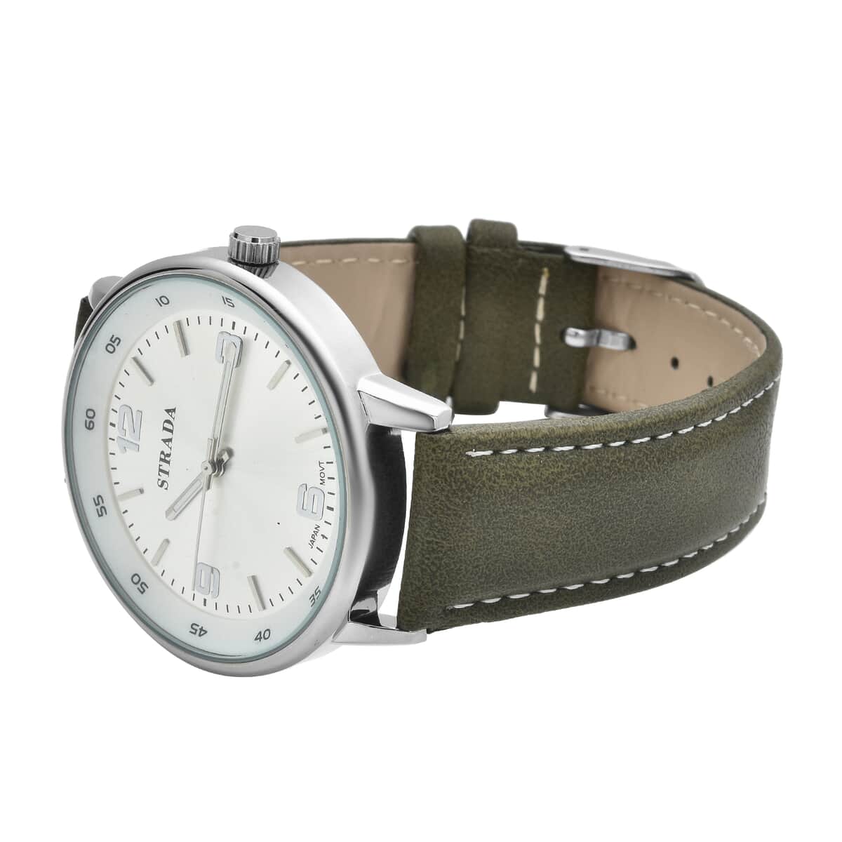 Strada Japanese Movement Watch in Green Faux Leather Strap image number 4