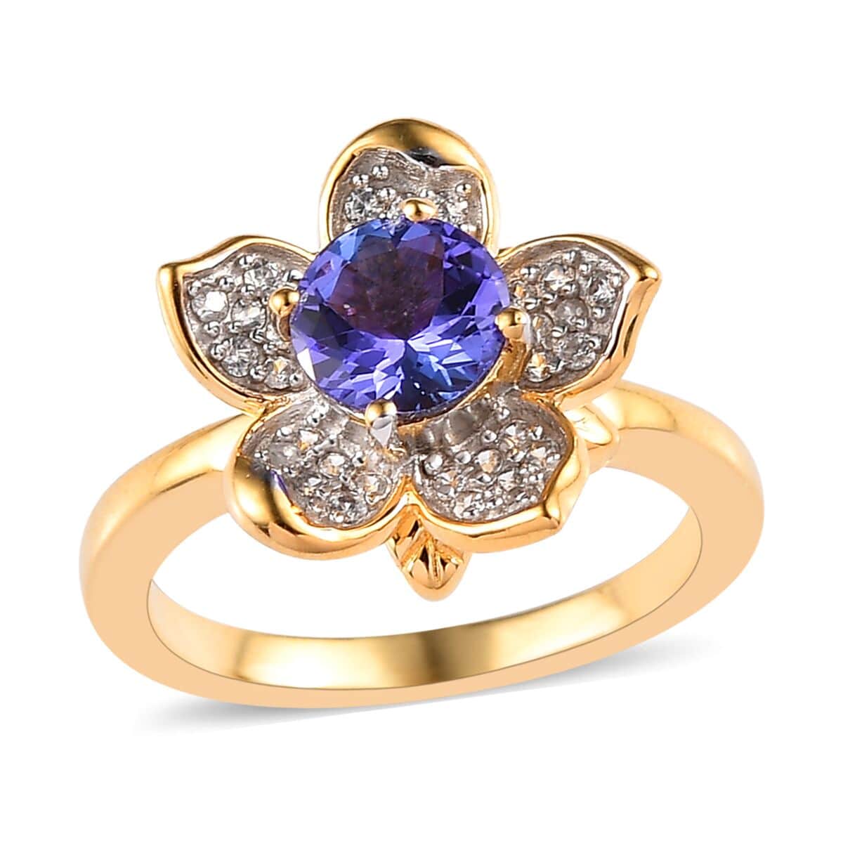 GP Italian Garden Collection Tanzanite and Multi Gemstone Floral Ring in Vermeil Yellow Gold Over Sterling Silver (Size 10.0) 1.25 ctw image number 0