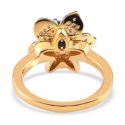 GP Italian Garden Collection Tanzanite and Multi Gemstone Floral Ring in Vermeil Yellow Gold Over Sterling Silver (Size 10.0) 1.25 ctw