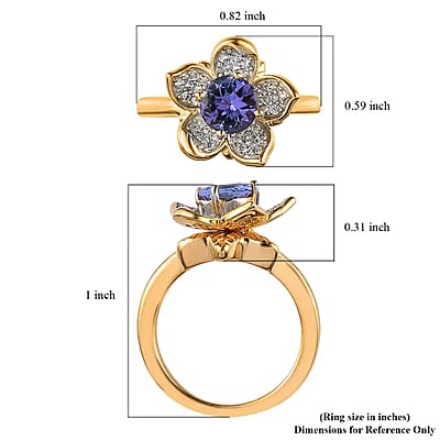 GP Italian Garden Collection Tanzanite and Multi Gemstone Floral Ring in Vermeil Yellow Gold Over Sterling Silver (Size 10.0) 1.25 ctw