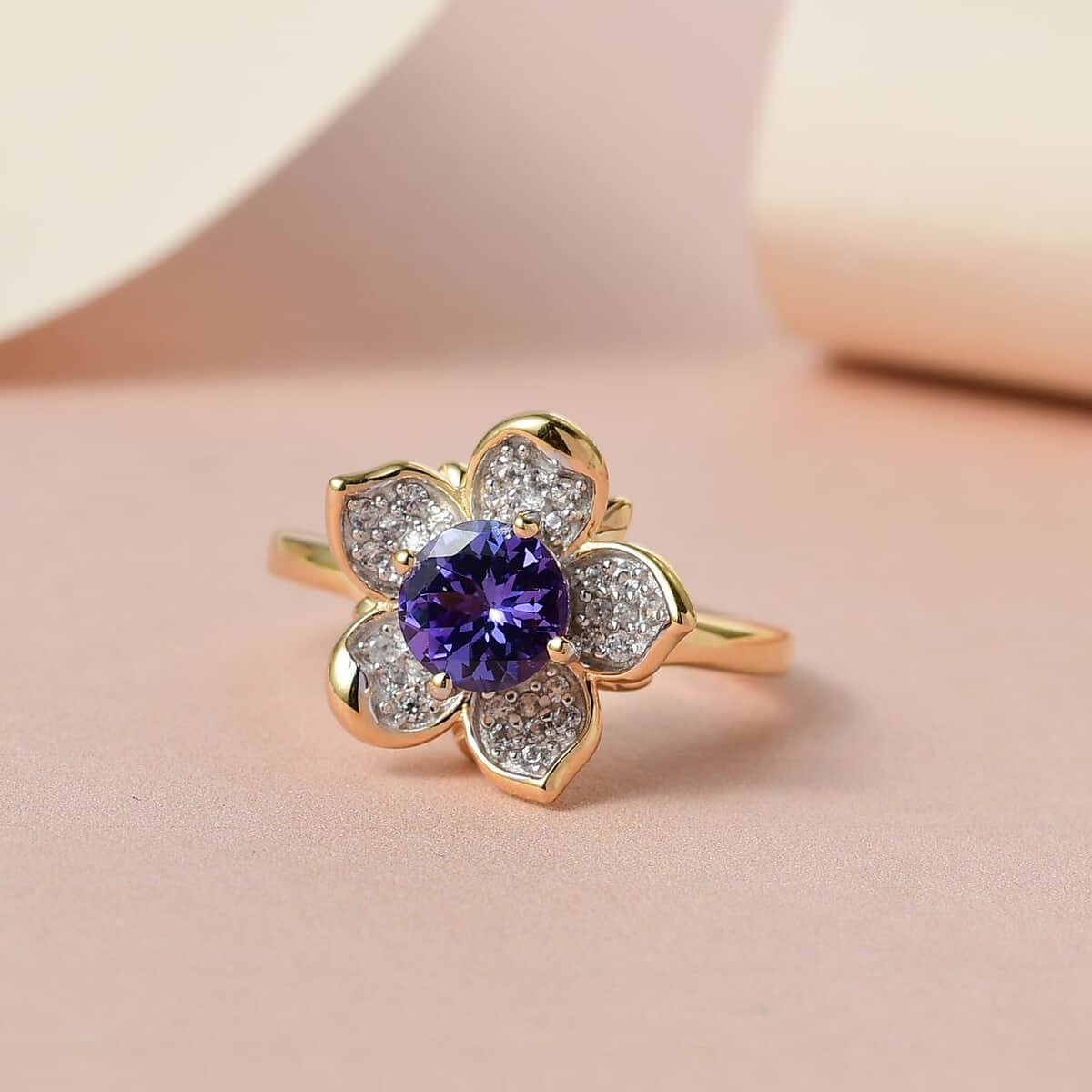 GP Italian Garden Collection Tanzanite and Multi Gemstone Floral Ring in Vermeil Yellow Gold Over Sterling Silver (Size 5.0) 1.25 ctw image number 1