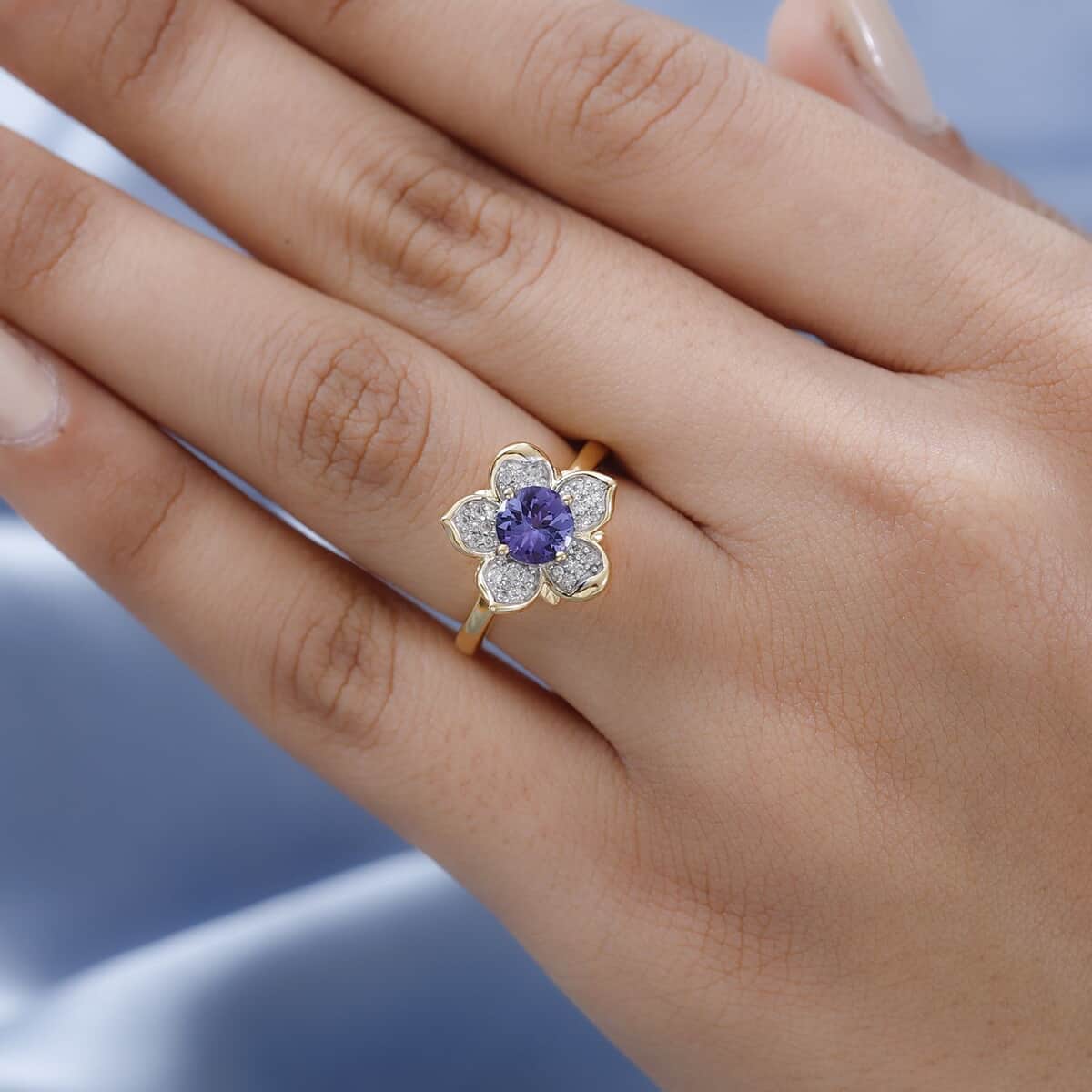 GP Italian Garden Collection Tanzanite and Multi Gemstone Floral Ring in Vermeil Yellow Gold Over Sterling Silver (Size 5.0) 1.25 ctw image number 2