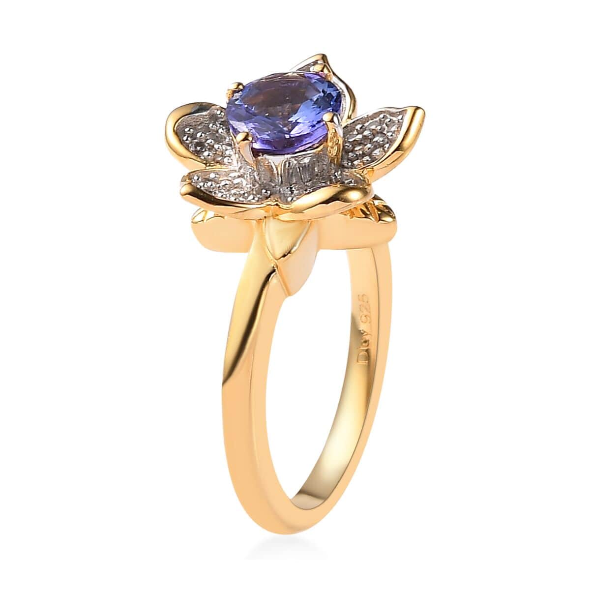 GP Italian Garden Collection Tanzanite and Multi Gemstone Floral Ring in Vermeil Yellow Gold Over Sterling Silver (Size 5.0) 1.25 ctw image number 3