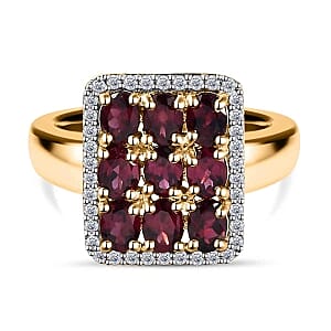 Anthill Garnet and White Zircon 2.33 ctw Ring in Vermeil Yellow Gold Over Sterling Silver (Size 9)