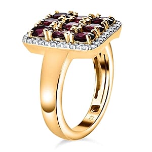 Anthill Garnet and White Zircon 2.33 ctw Ring in Vermeil Yellow Gold Over Sterling Silver (Size 9)