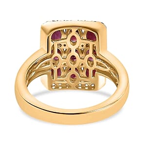 Anthill Garnet and White Zircon 2.33 ctw Ring in Vermeil Yellow Gold Over Sterling Silver (Size 9)