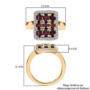 Anthill Garnet and White Zircon 2.33 ctw Ring in Vermeil Yellow Gold Over Sterling Silver (Size 9)