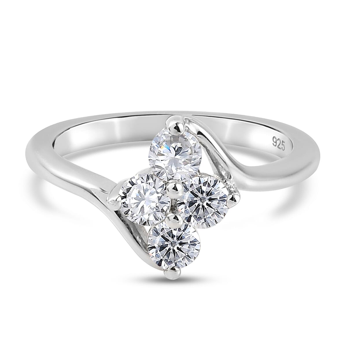Moissanite 0.70 ctw Ring in Platinum Over Sterling Silver (Size 9.0)