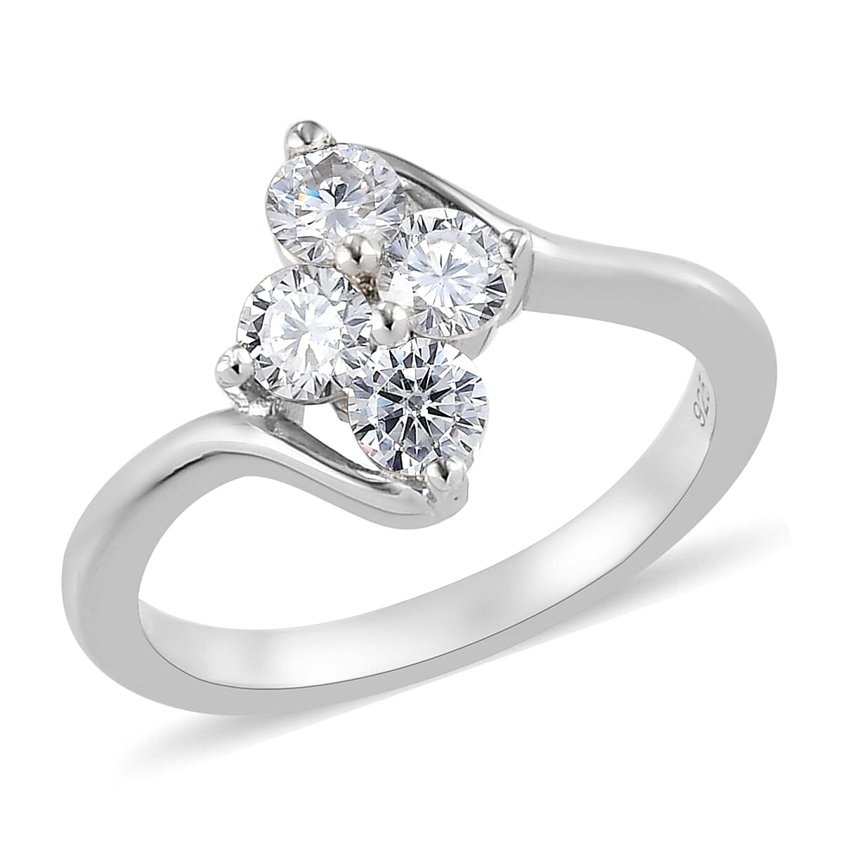 Moissanite 0.70 ctw Ring in Platinum Over Sterling Silver (Size 9.0)
