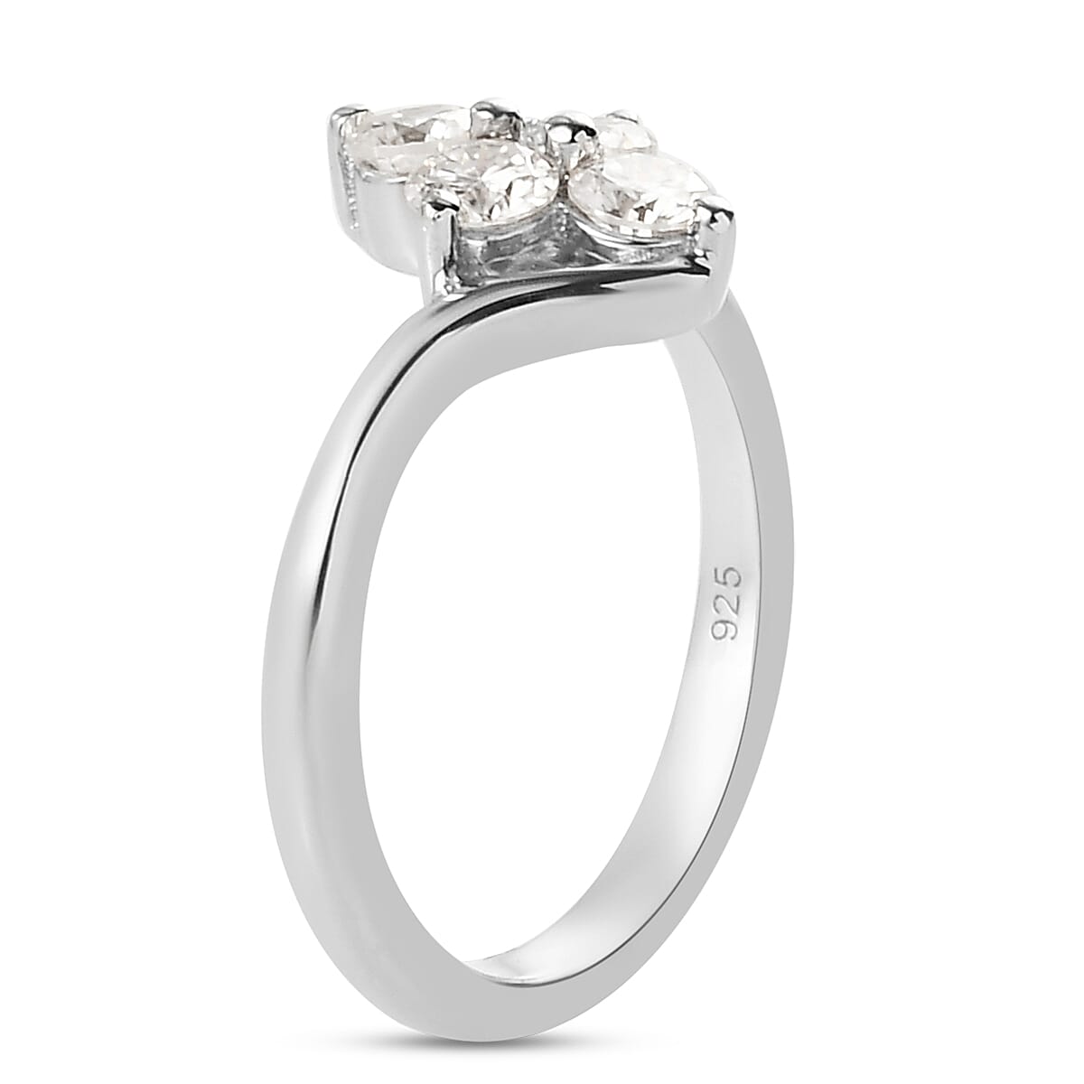 Moissanite 0.70 ctw Ring in Platinum Over Sterling Silver (Size 9.0)