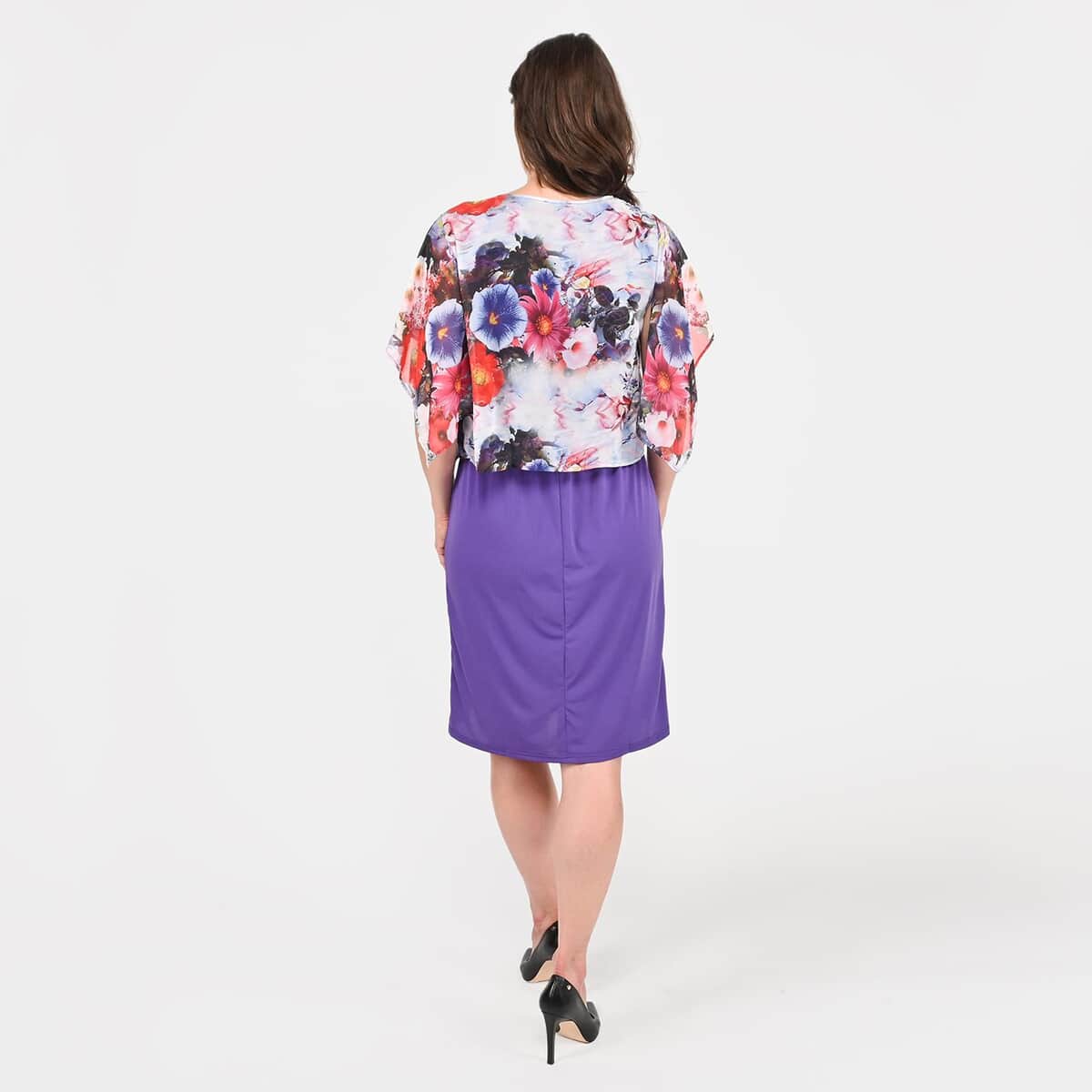 Tamsy White Floral Dress with Overlay - L image number 1