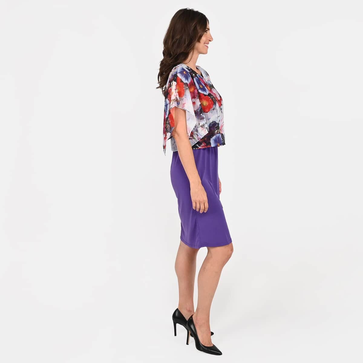 Tamsy White Floral Dress with Overlay - L image number 2