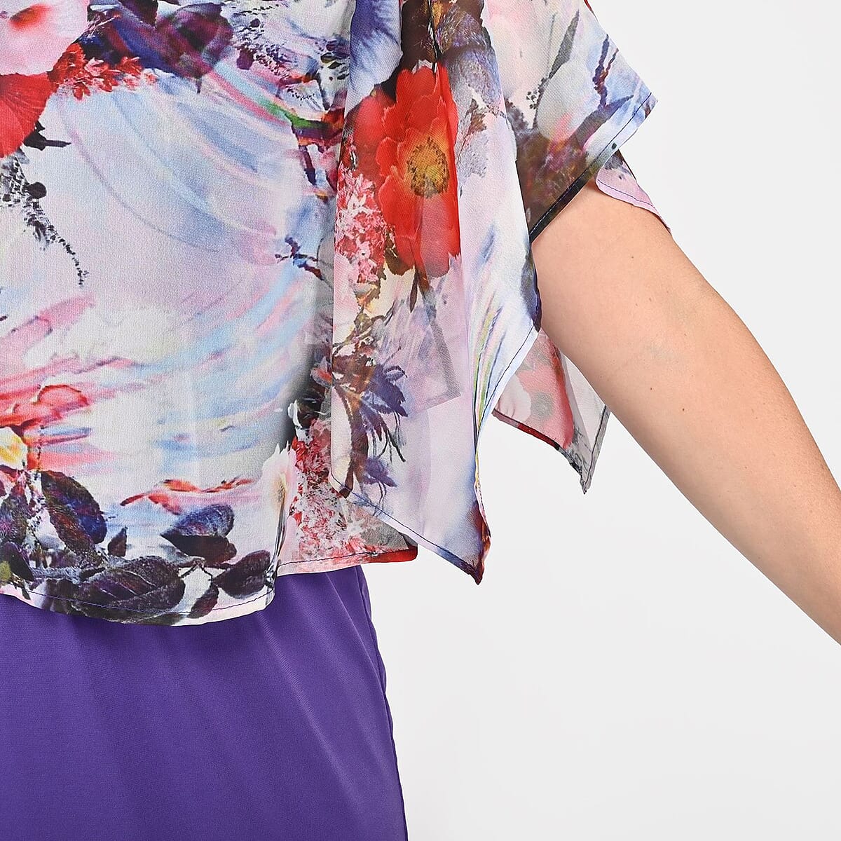 Tamsy White Floral Dress with Overlay - S image number 4