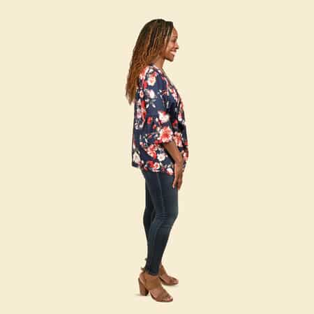 TAMSY Navy Floral Drape Jacket - Small image number 2