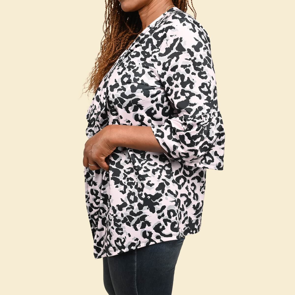 Tamsy Pink and Black Leopard Drape Jacket - Large image number 3
