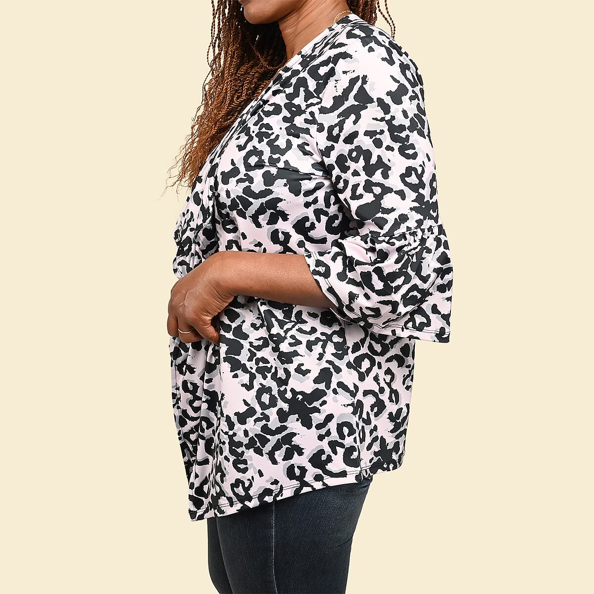 Tamsy Pink and Black Leopard Drape Jacket - Small image number 3