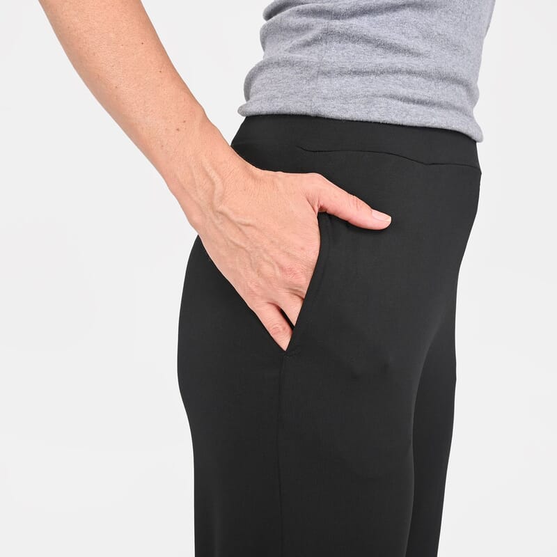 Tamsy Black Mid Rise Wide-Leg Pants For Women - L