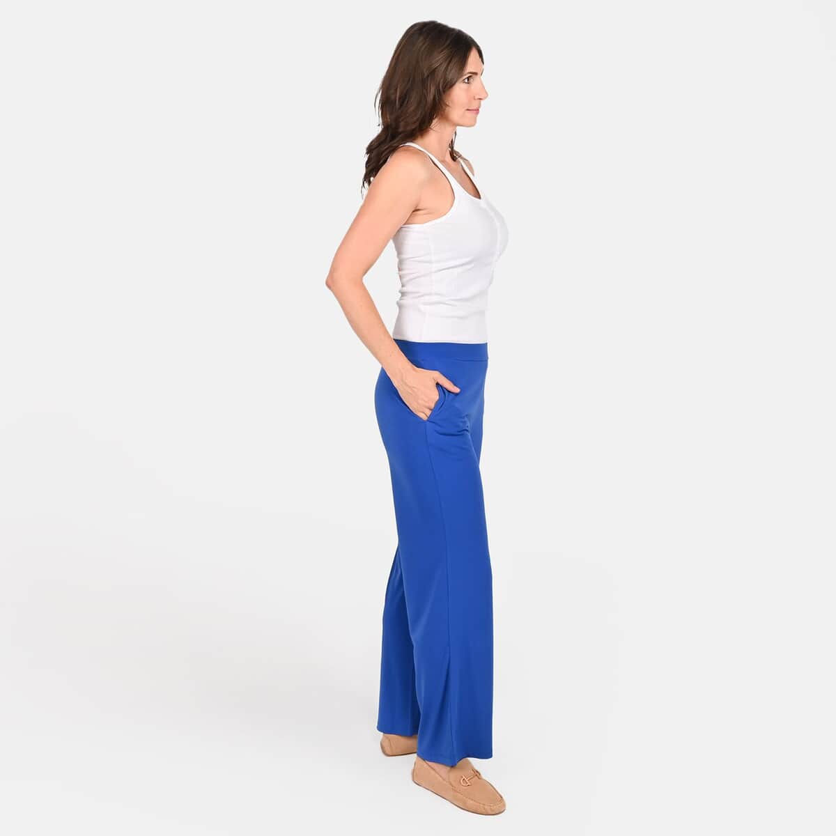 Tamsy Blue Mid Rise Wide-Leg Pants For Women - L image number 2