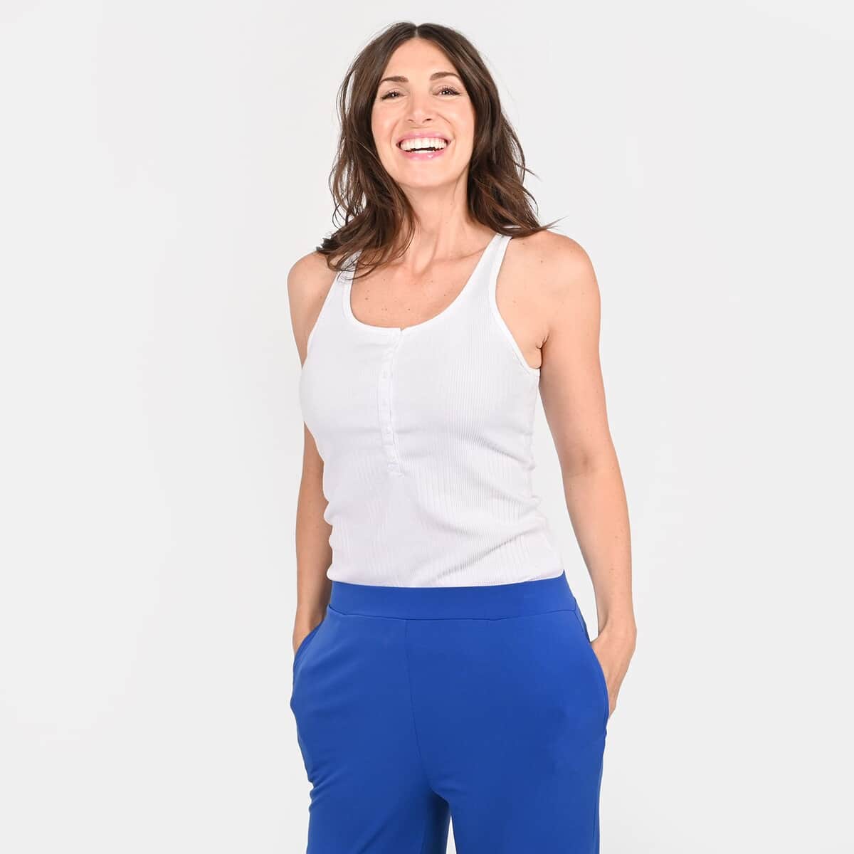 Tamsy Blue Mid Rise Wide-Leg Pants For Women - L image number 3