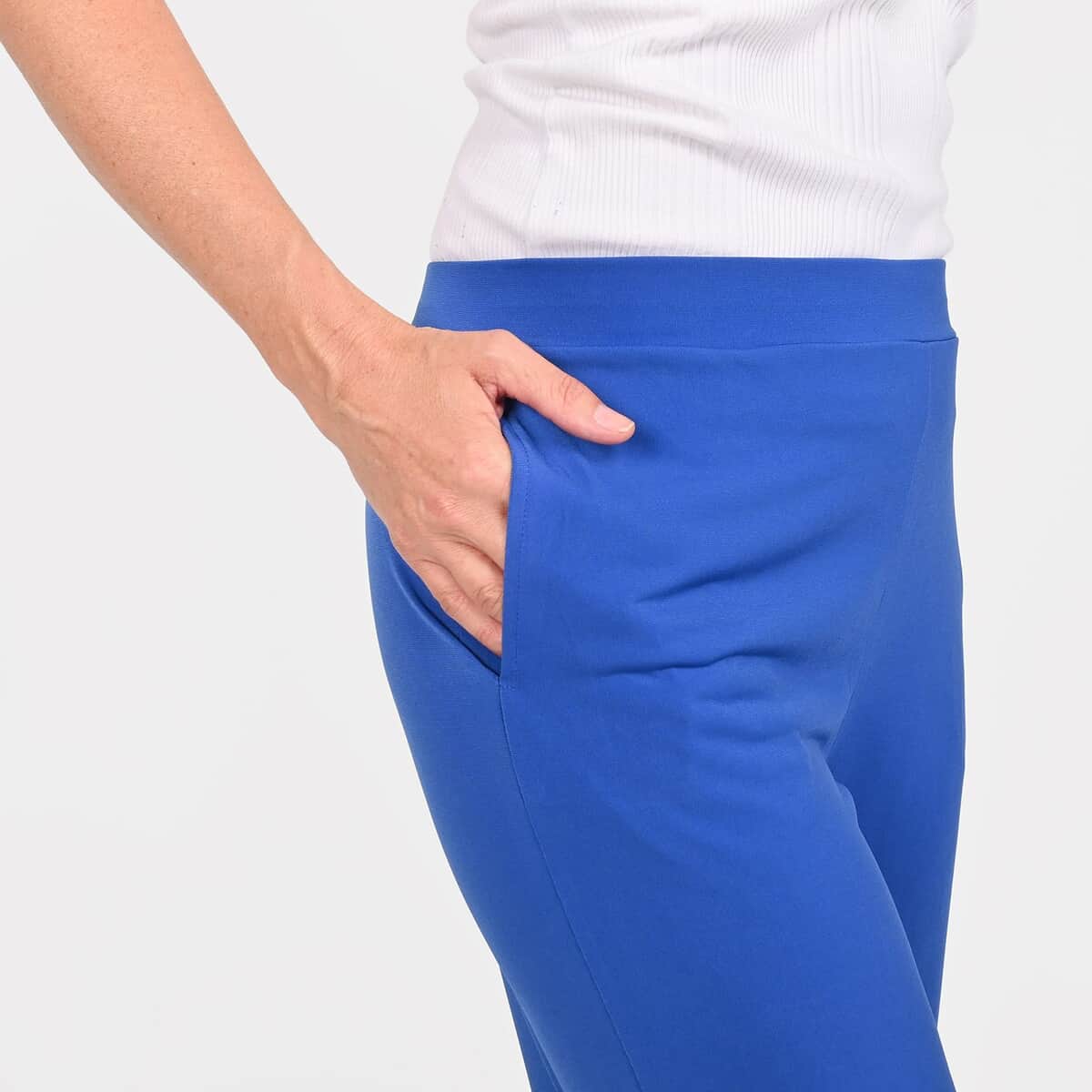 Tamsy Blue Mid Rise Wide-Leg Pants For Women - L image number 5
