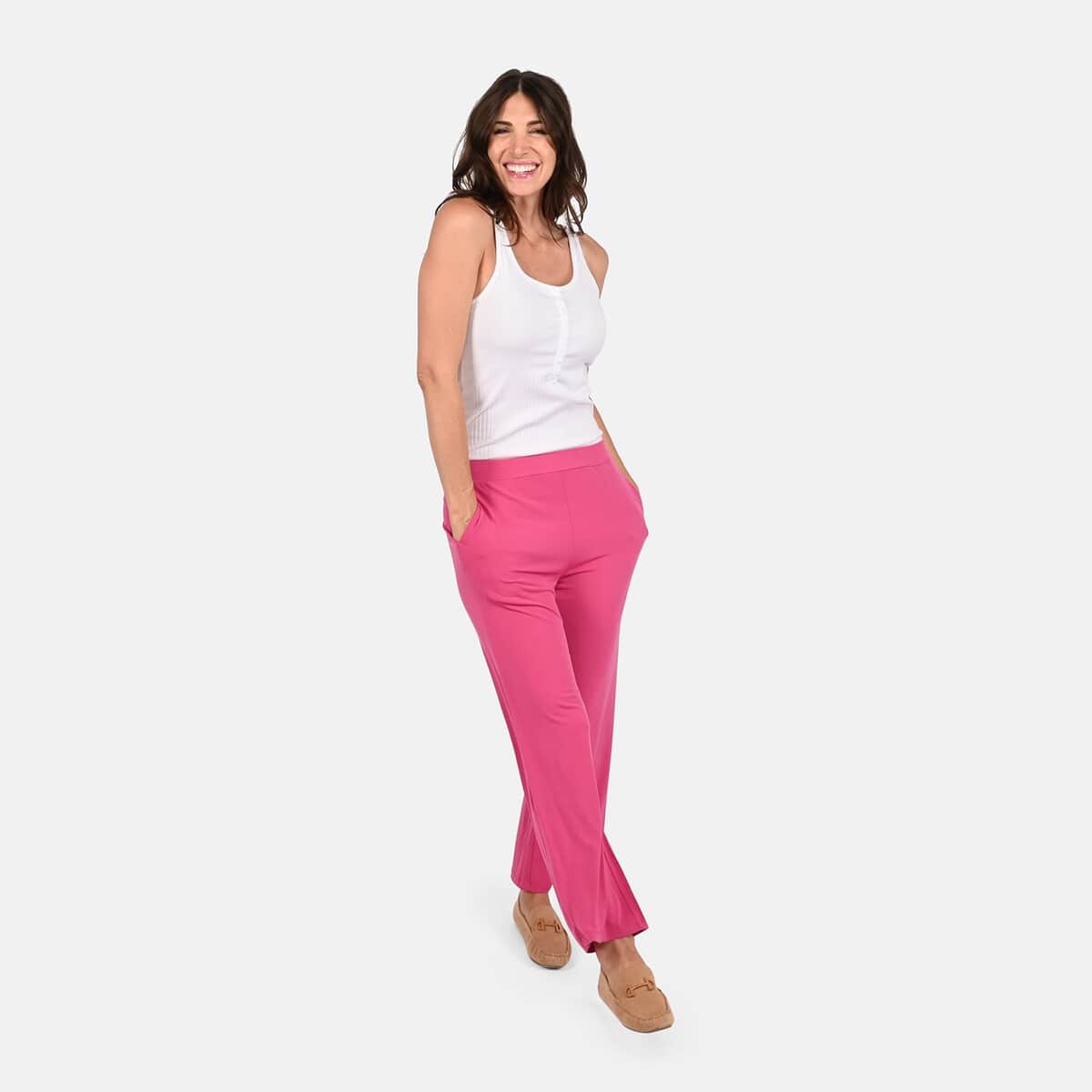 Tamsy Pink Mid Rise Wide-Leg Pants For Women - L image number 0
