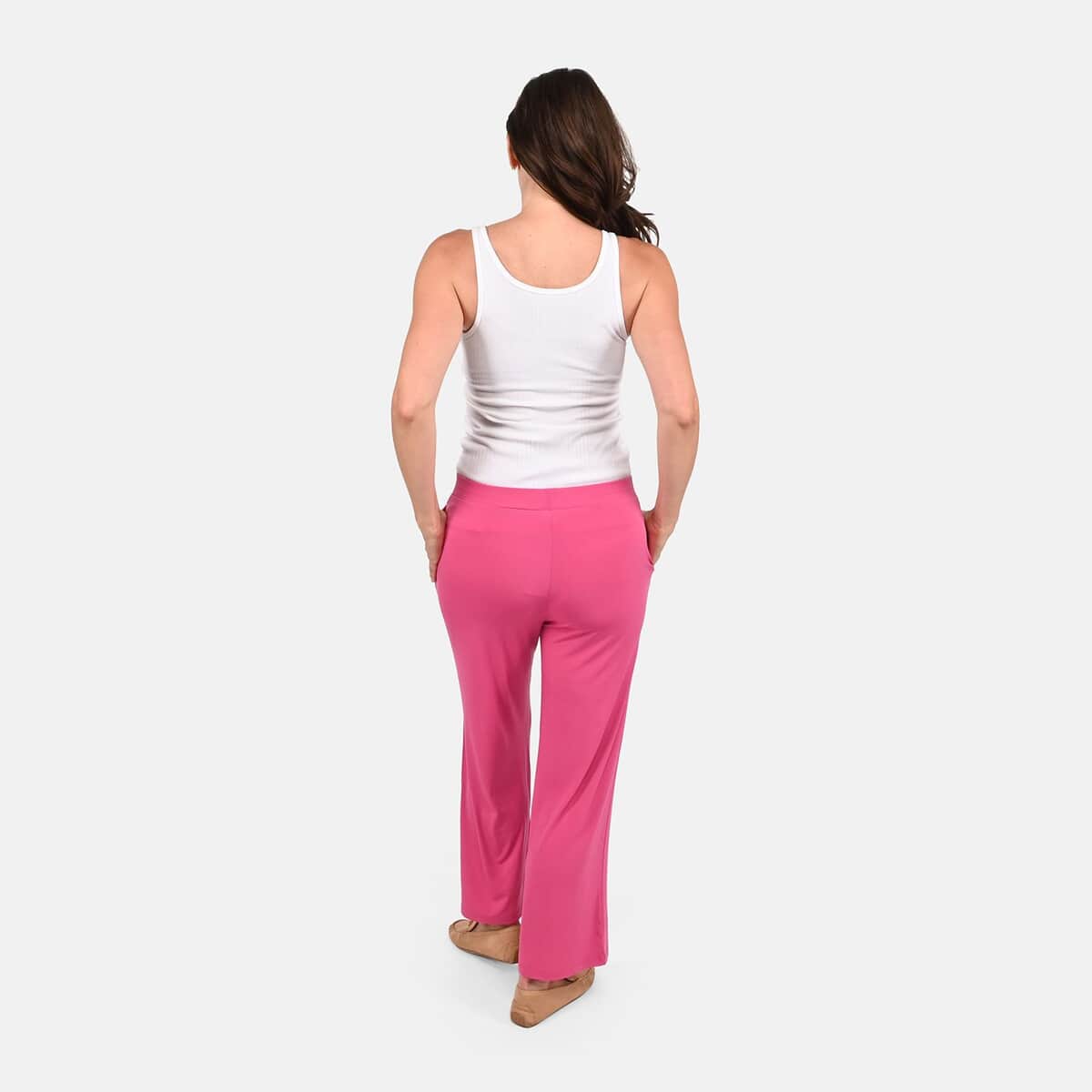 Tamsy Pink Mid Rise Wide-Leg Pants For Women - L image number 1