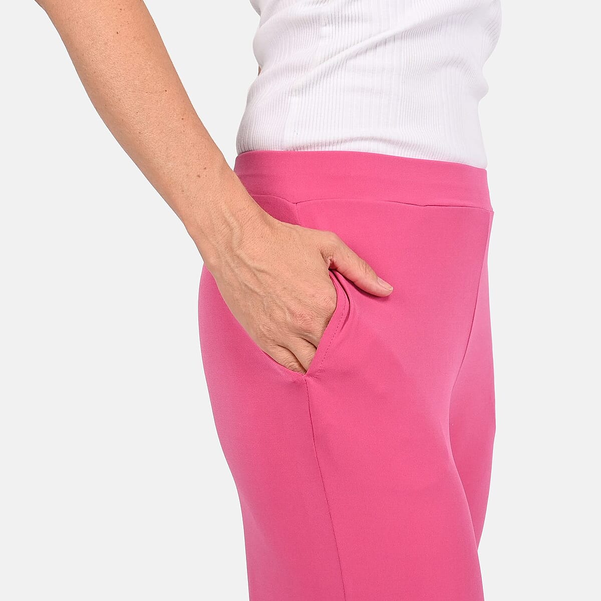 Tamsy Pink Mid Rise Wide-Leg Pants For Women - 1X image number 5