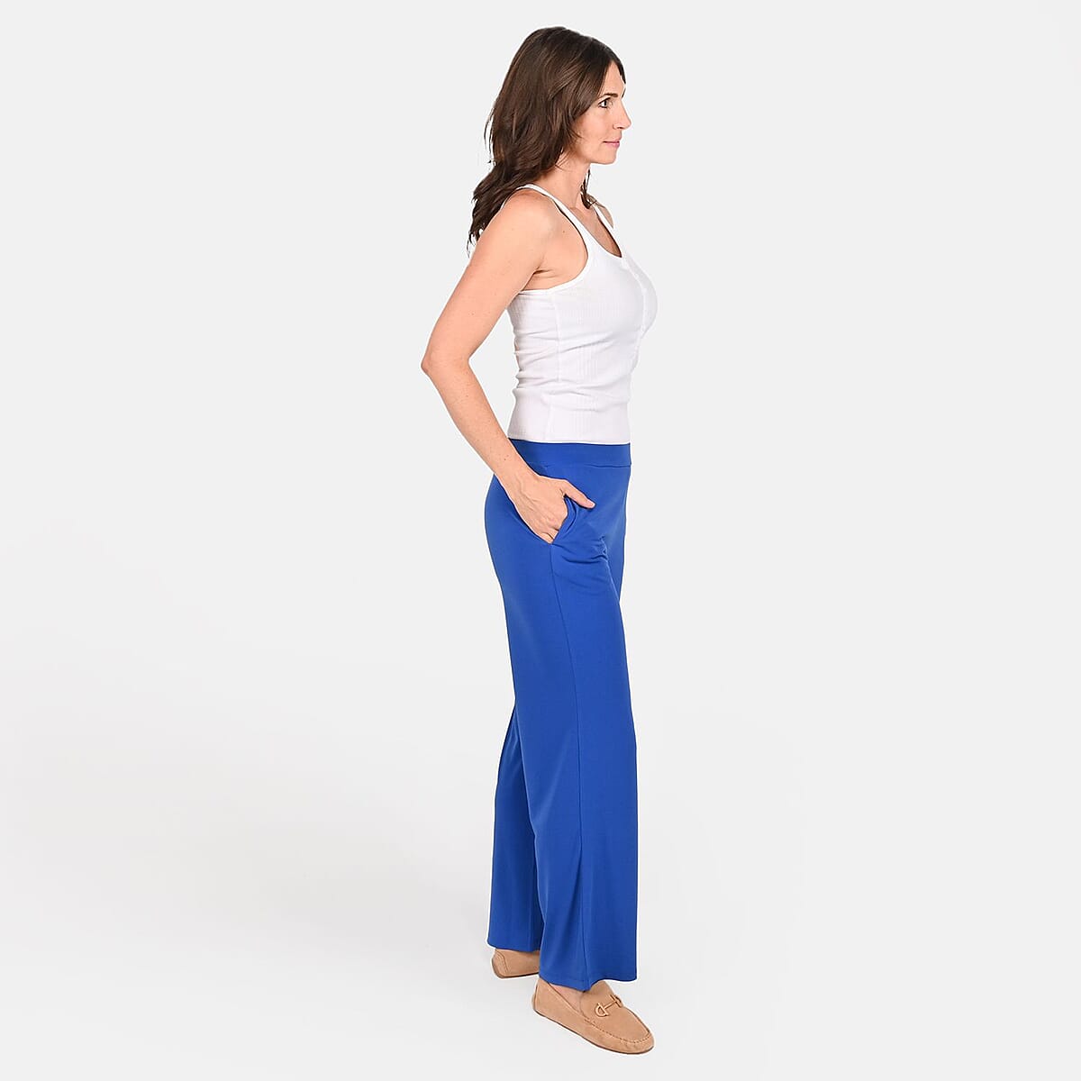 Tamsy Blue Mid Rise Wide-Leg Pants For Women - 2X image number 2