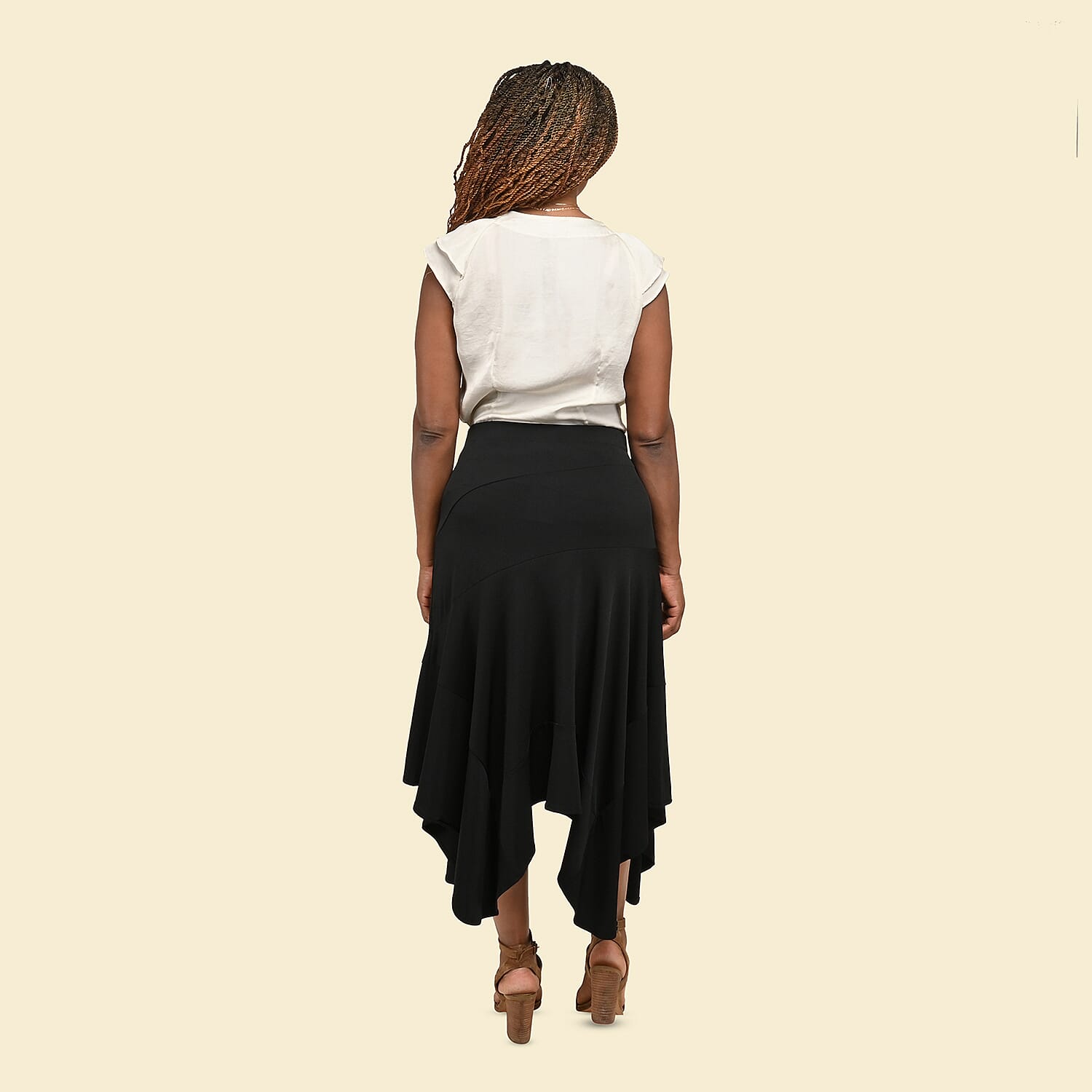 Tamsy Black Midi Skirt - L
