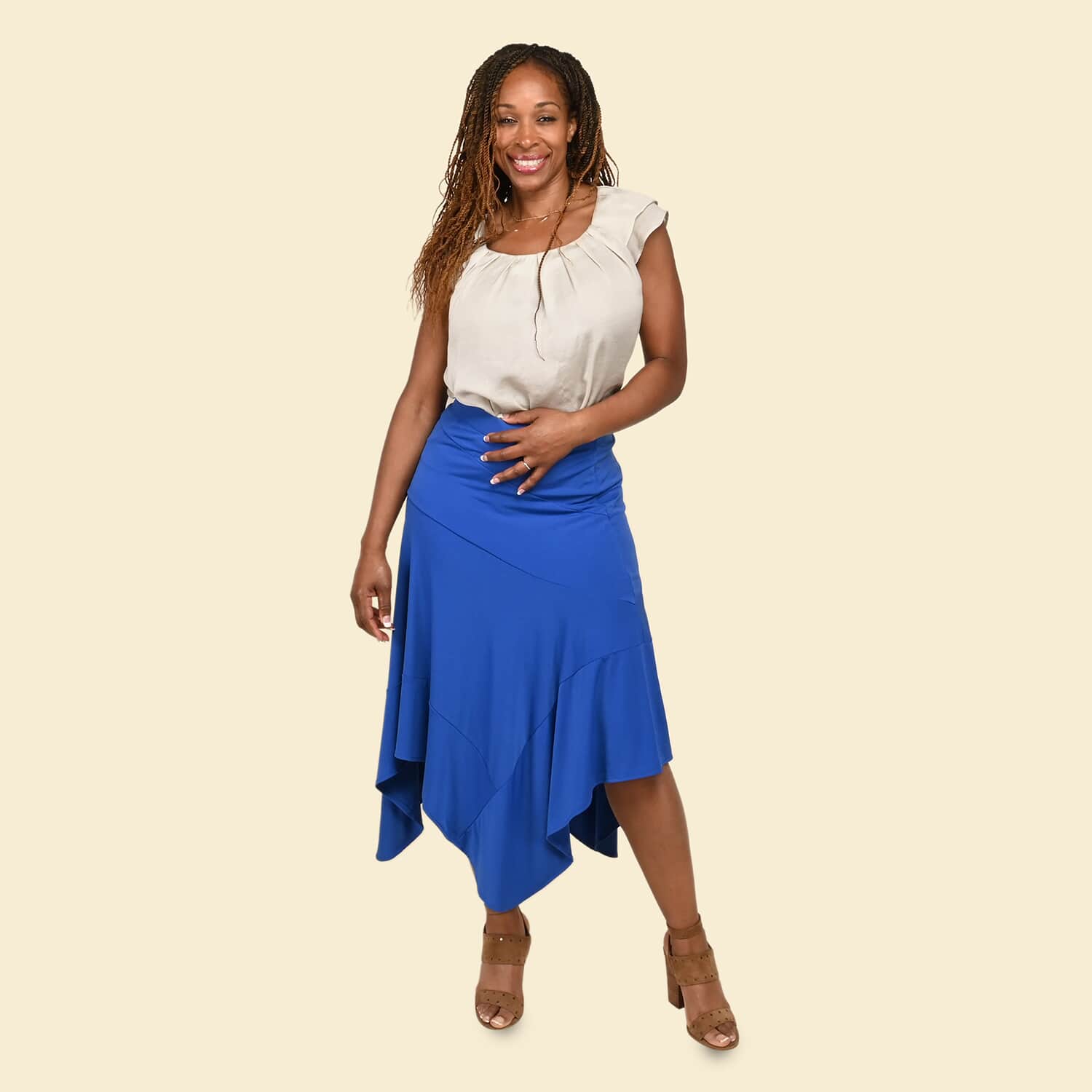 Plus size royal blue midi clearance skirt