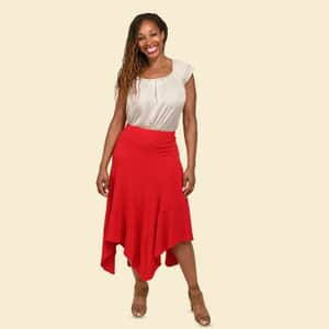 Tamsy Red Midi Skirt - 1X
