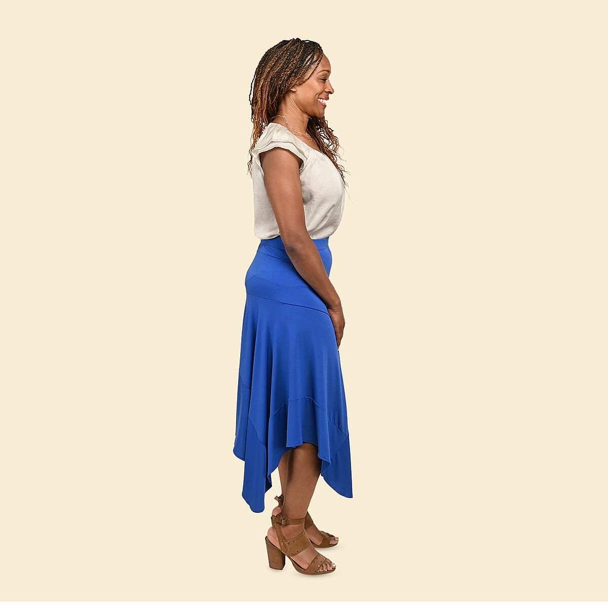 Tamsy Royal Blue Midi Skirt - 1X image number 2