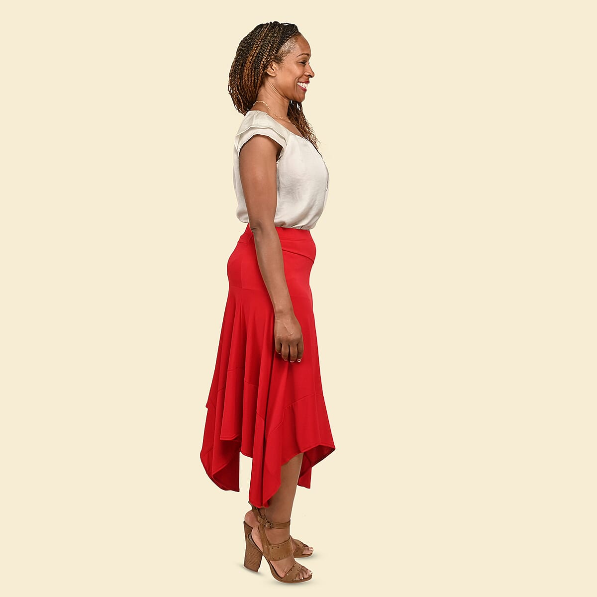 Tamsy Red Midi Skirt - 2X image number 2